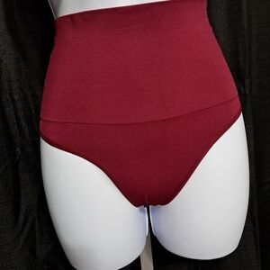 2 Pack High-Waisted Victoria Secert Shapewear Thong In Burgundy & Beige